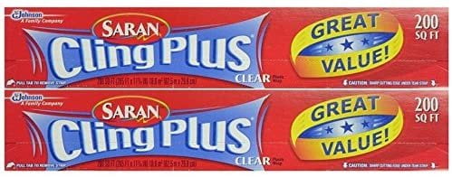 Saran Wrap Cling Plus Wrap 200 sq.', Boxed, Pack of 2