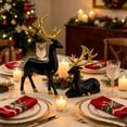 thumbnail image 4 of 2Pcs Christmas Resin Elk Figurines Deer Wine Cabinet Ornaments Lucky- Sitting and Standing Deer Statues Golden Resin Elk Ornaments,Christmas Desktop Decors Christmas New Year Gift (Gold), 4 of 10