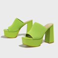 thumbnail image 5 of Mepaouo High Heels for Women Block Platform Slide Sandals Square Open Toe Knit Dressy Pumps, 5 of 7