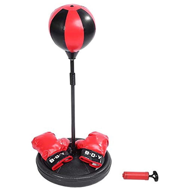 Divertido juego de pelota de boxeo para niños con pelota de boxeo con soporte, guantes de boxeo, bomba manual, regalo para niños