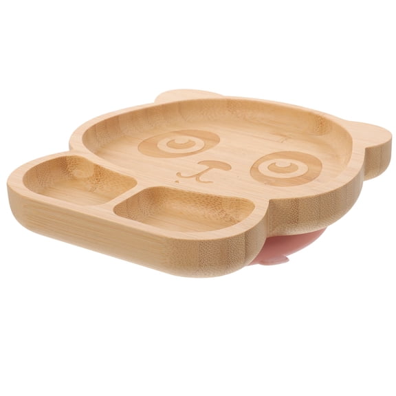 LEORX Brown Wood Divided Plate for Kids with Suction Cup Bottom Safe Silicone Easy to .5 Inches