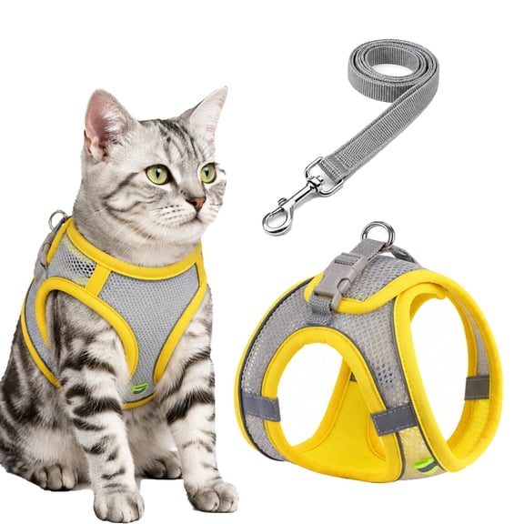 Pawras Cat Harness and Leash Set, Step in Soft Breathable Vest for Small Medium Cats, Secure Escape-Proof Kitty Harness for Indoor Outdoor Walking, Comfortable Cat Vest Harness with Leash