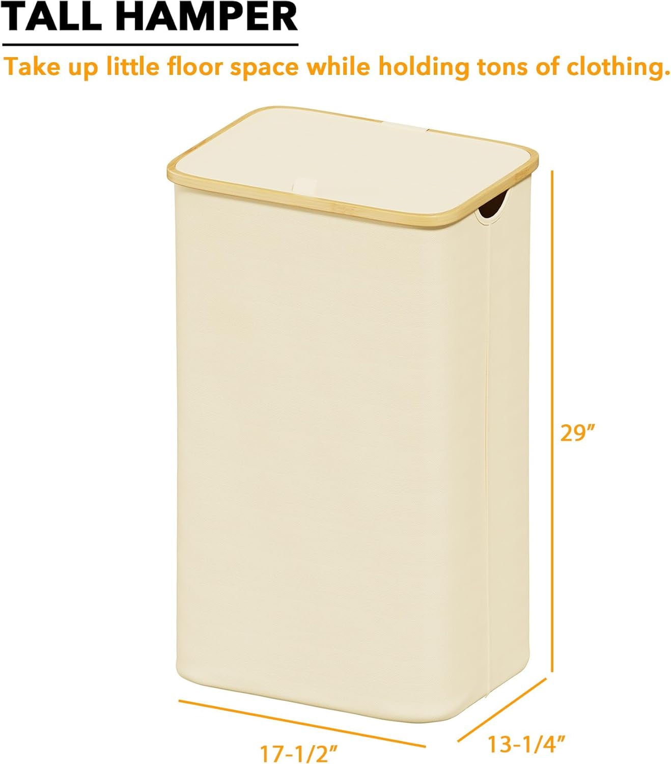 SpaceAid 110L Laundry Hamper with Lid, Large Tall Clothes Basket Bin, Beige
