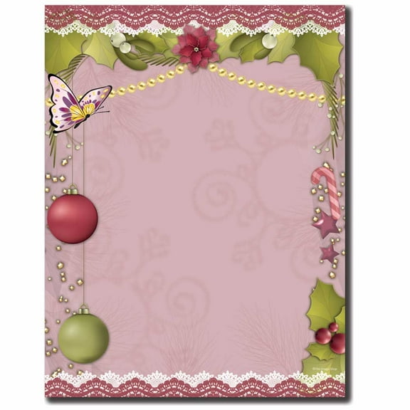 Victorian Holiday Letterhead Laser & Inkjet Printer Paper, 25 Sheet Pack