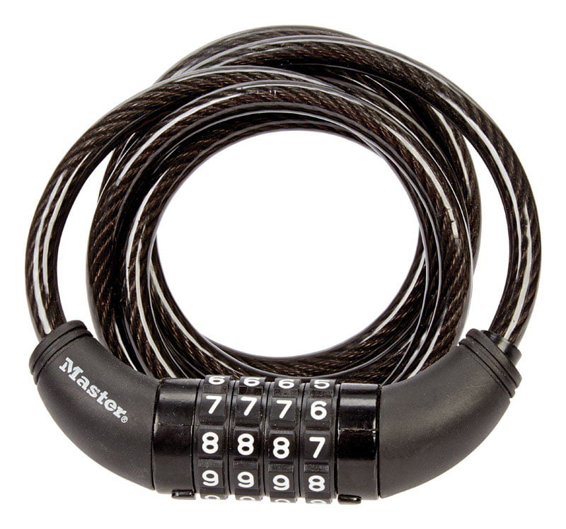 Master Lock 5/16 in. W x 6 ft. L Vinyl Covered Steel 4-Dial Combination ...