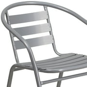 Flash Furniture Lila Silver Metal Restaurant Stack Chair with Aluminum Slats