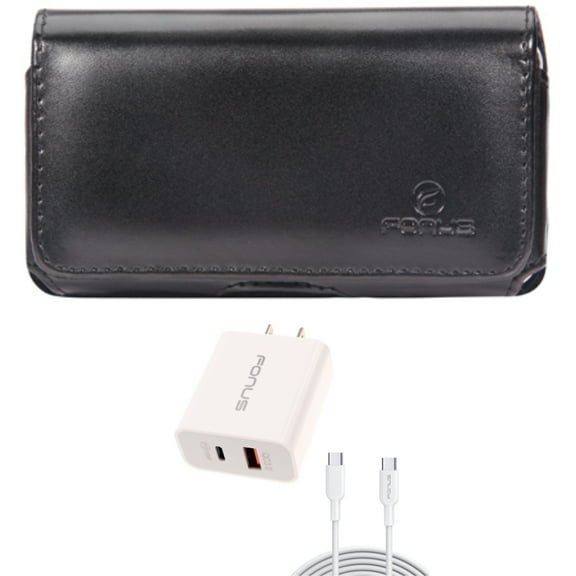 For Google Pixel 7a/6a - 36W PD Home Charger w Case Belt Clip, Fast Type-C 6ft Long Cable USB-C, Leather Swivel Holster for Google Pixel 7a/6a Phones