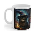 thumbnail image 3 of Cat Coffee Mug 11oz, Spooky Time Cat Lover Mug, Halloween Witch Cat Tea Cup, 3 of 8