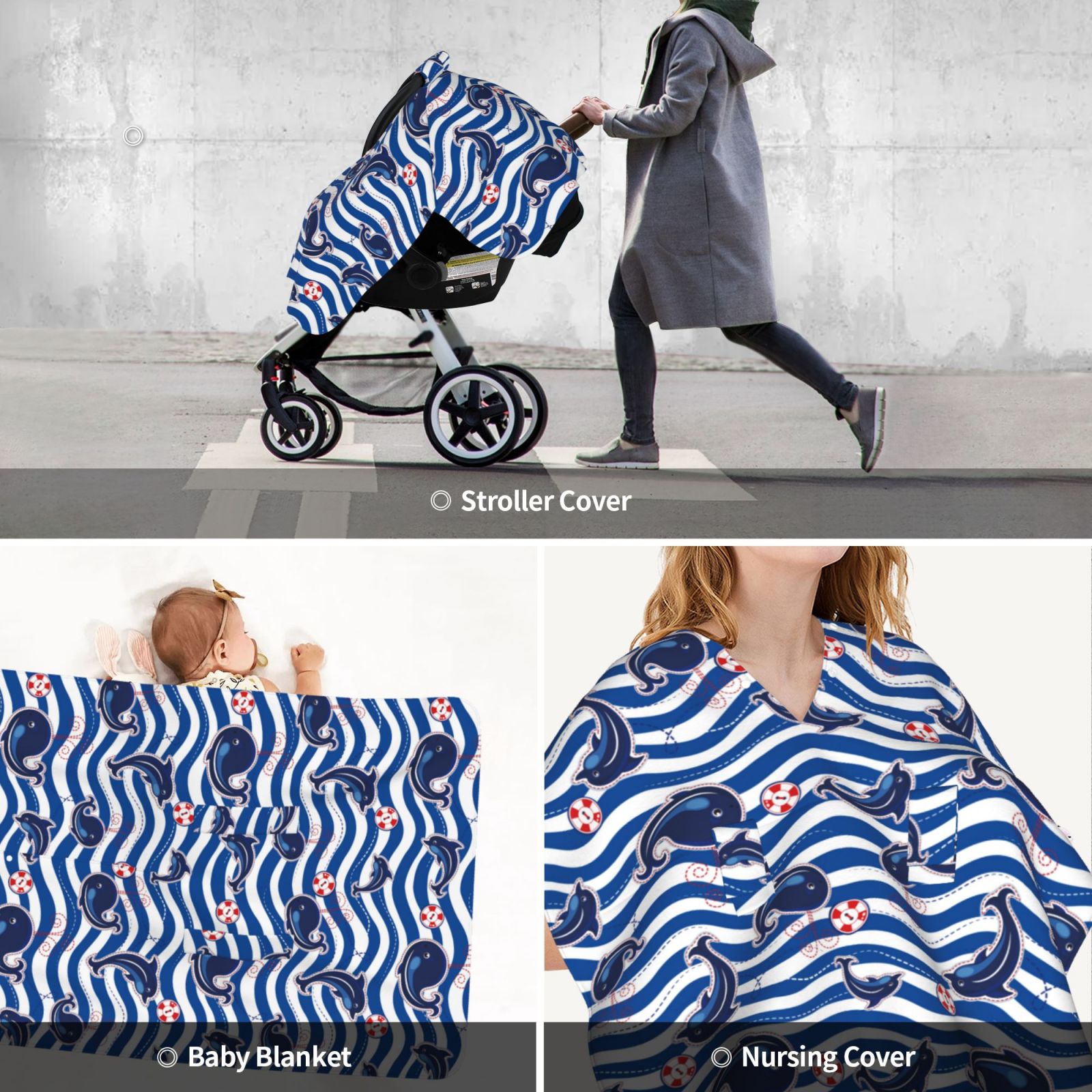 Car Seat Cover Baby - Funny whale_B Breathable Infant Car Seat Cover for Baby Carseat, Lightweight Comfort Baby Essentials Must Haves Newborn Stuff for Girl Boy