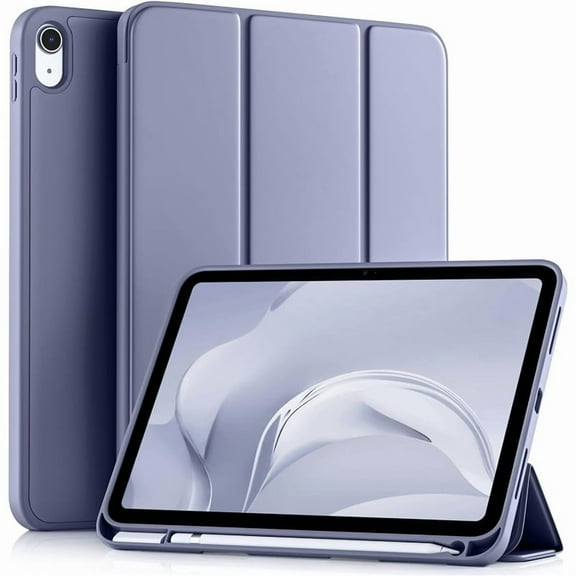 With Pencil Holder, Slim Trifold Stand Protective Cover with Soft TPU Back, Compatible iPad (A16) 11th Generation Case 11 Inch 2025, for iPad 10th Generation Case 10.9 Inch 2022 Blue Gray