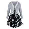 thumbnail image 1 of Más el tamaño del ajuste del cordón camiseta y flor Cami Set Rosegal Mangas largas de talla grande, 1 of 5