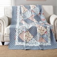 thumbnail image 1 of Bedspread 150x200cm, Soft and Comfortable Cotton Bedspread, Blue Floral Pattern Patchwork Blanket, 1 of 5