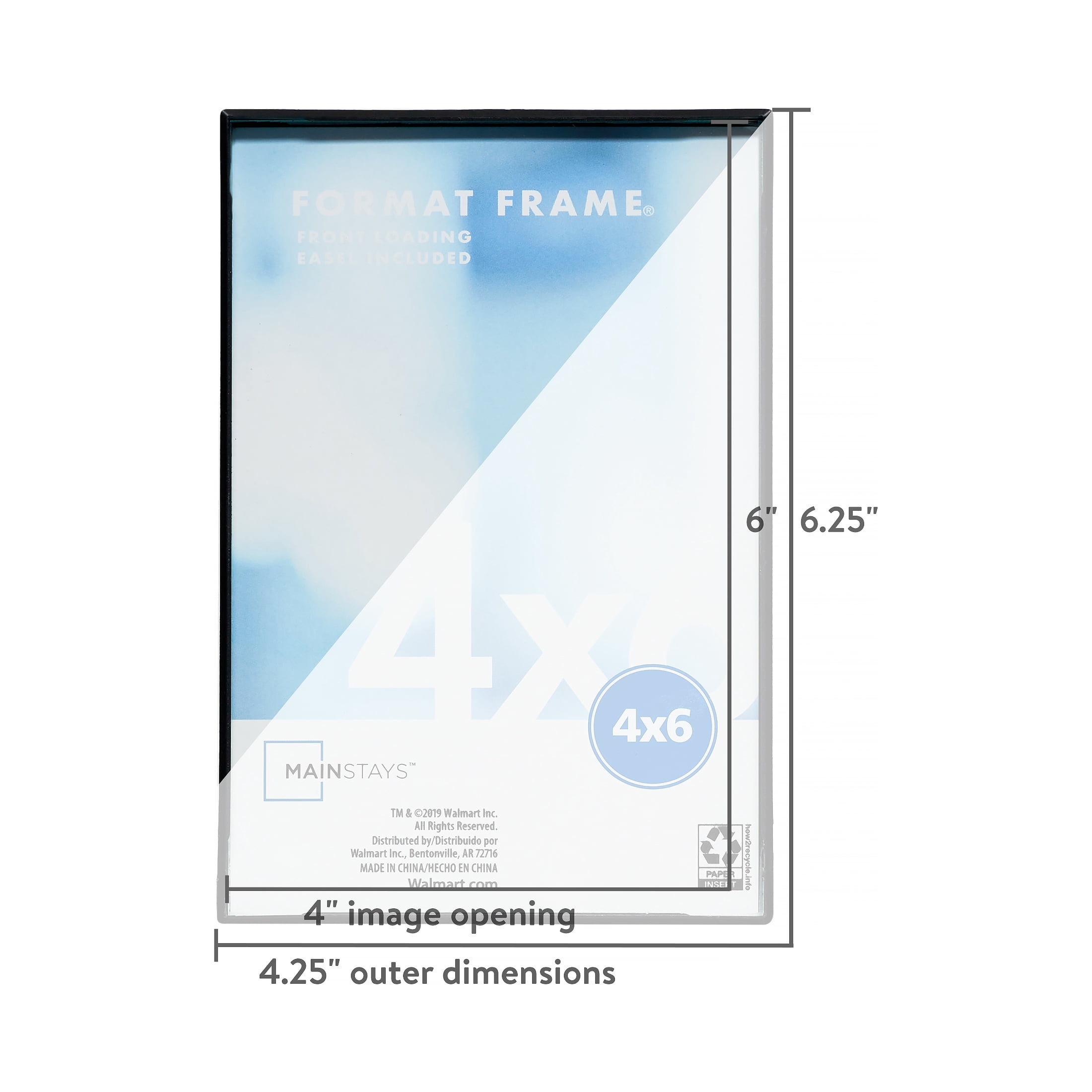 Mainstays 4x6 Front Loading Picture Frame, Black, Set of 12