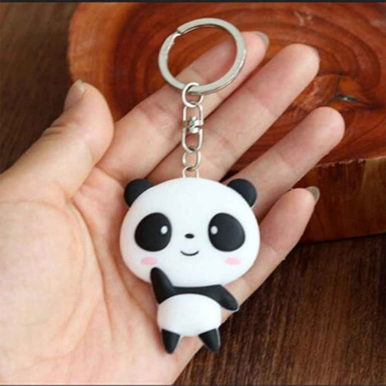 Soimoiny Cute Keychain Kawaii Panda Keychian PVC Animal Pendant Bag Charms  Wrist Strap Keyring with Clip Gold (Pink-with Bell), One Size at   Women's Clothing store