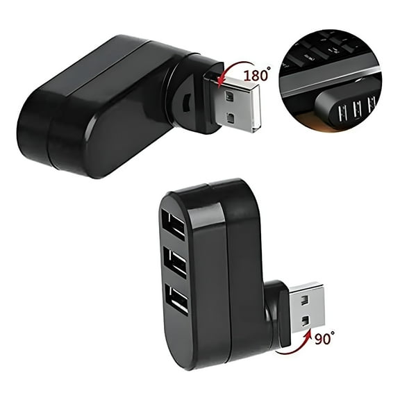 GJX USB Splitter 1 In 3 Out - Multi USB Port - USB To Multiple USB - USB Port Splitter - Black - 1.9"