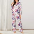 thumbnail image 2 of Kdxio Lilies Flowers Women's Pajama Sets Long Sleeve Button Down Sleepwear Nightwear Soft Pjs Lounge Sets-X-Large, 2 of 7