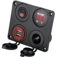 thumbnail image 1 of 4 in 1 Charger Socket Panel, 12V 4.2A Dual USB Charger Socket Power Outlet & LED Voltmeter & Cigarette Lighter Socket & LED Lighted ON Off Rocker Toggle Switch for Car Marine Boat RV Truck,Red, 1 of 7