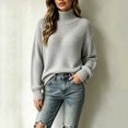 thumbnail image 2 of Edvintorg Sweater for Women Long Sleeve Casual Pullover Top High Neck Loose Knit Sweaters Plus Size Womens Fashion Gray XXXL, 2 of 5