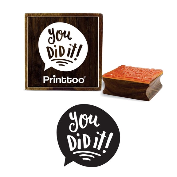 Printtoo Scrap- booking U Did It Word Design Square Wooden Rubber Stamp Diary Card-5 x 5 Inches