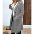 thumbnail image 4 of Women Fall Long Cardigan Sweater Trendy Knit Jacket Coat Dressy Blazer Coatigan Gray XL, 4 of 7