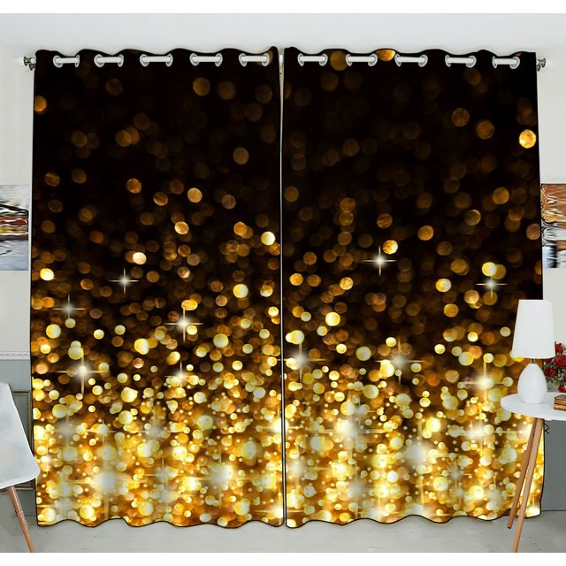 Cortinas opacas ABPHQTO con ojales dorados brillantes 130x210 cm dos piezas