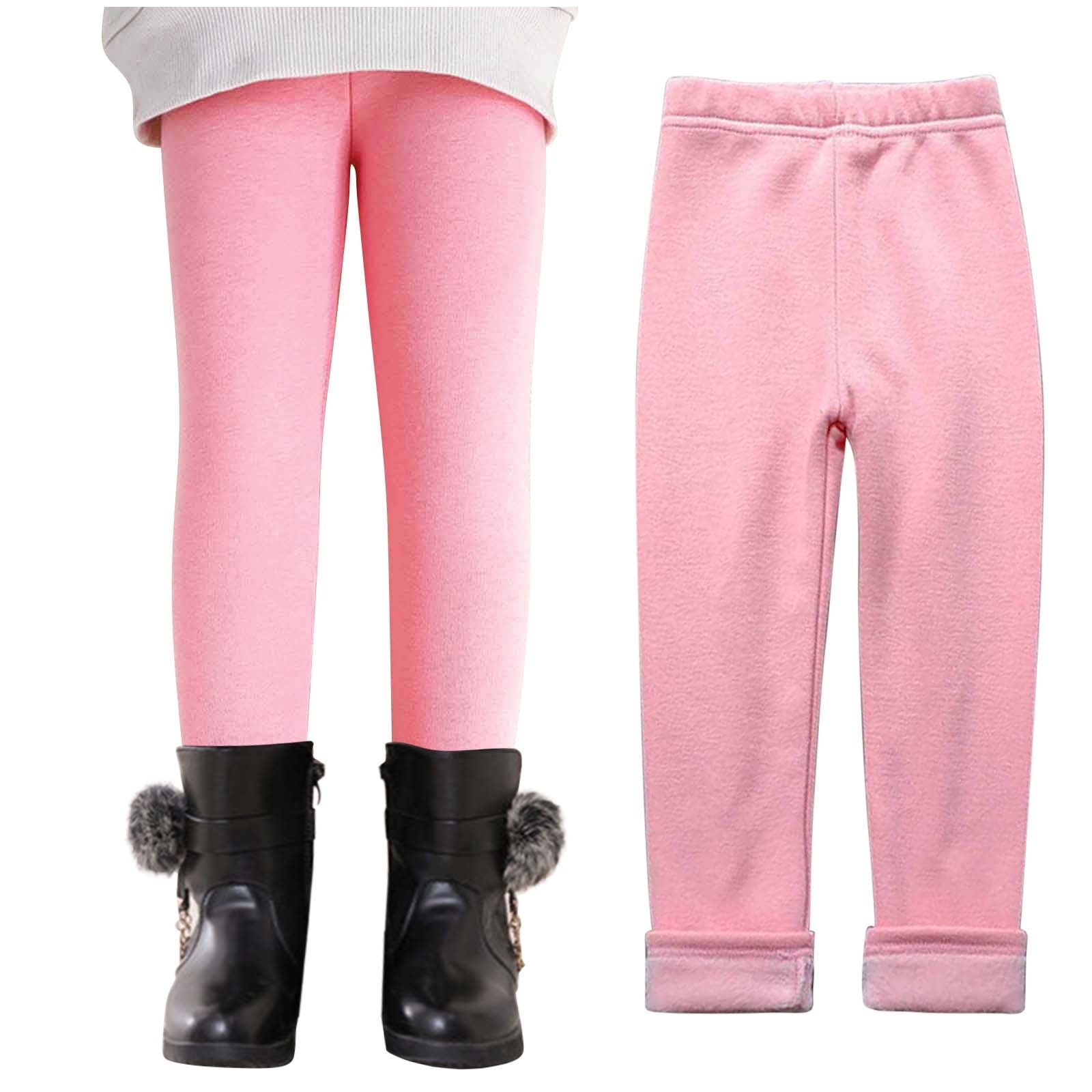 TIMIFIS Pinks Toddler Girls Fleece Lined Leggings Cotton Kids Winter Warm Leggings Thick Thermal Tights Pants Pinks 4 5T Spring Summer Savings