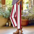 thumbnail image 2 of Striped Lounge Pants, Comdrip Women's Striped Print Fashion Casual Patchwork Pocket Cotton Line Pants Loose Trousers Cropped Pants Casual Pants Womens Beach Pants Wine M, 2 of 3