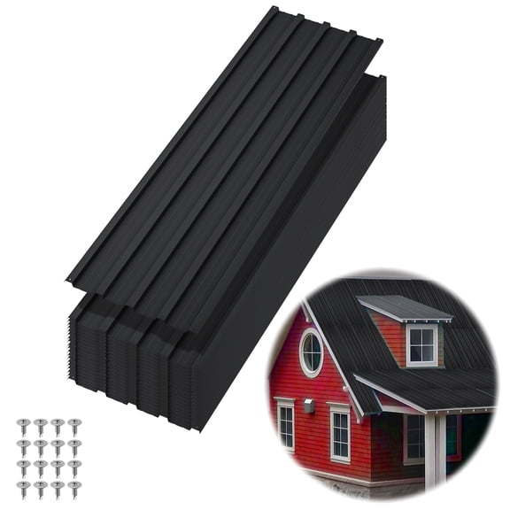 MROOBEST Weather‑Proof Galvanized Corrugated Steel Roof Panels, Water‑Resistant Metal Roof Sheets, 5 ft Length, Black