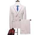 thumbnail image 5 of 2023 Fashion  Men‘s Leisure Boutique Double Breasted Solid Color Suit 2 Piece Set Drees Blazers Jacket Pants Trousers Two Pcs, 5 of 7