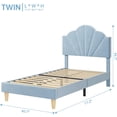thumbnail image 3 of Rosa tamaño individual marco de cama: velvet forrado platform, height - adjustable cabecero para para niños, wood slat & stable metal frame, easy to assemble, 3 of 8
