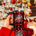 thumbnail image 2 of 40 oz Christmas Tumblers with Handle and Straw, Buffalo Snowflakes 40oz Stainless Steel Vacuum Insulated Travel Coffee Mug Cup Water Bottle, Christmas Decor Stuff Accessories Gifts for Women, 2 of 6
