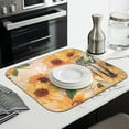thumbnail image 3 of Floral Sunflower Pattern Dish Drying Mat, 16x18 Inch Microfiber Pad for Sink or Counter, Absorbent and Foldable Design, 3 of 7
