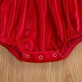 thumbnail image 5 of Toddler Baby Girls Solid Velvet Long Sleeve Romper Bodysuit High Waisted Jumpsuit, 5 of 6