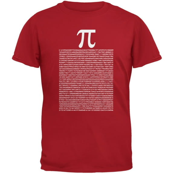 Pi Numbers Red Adult T-Shirt - X-Large