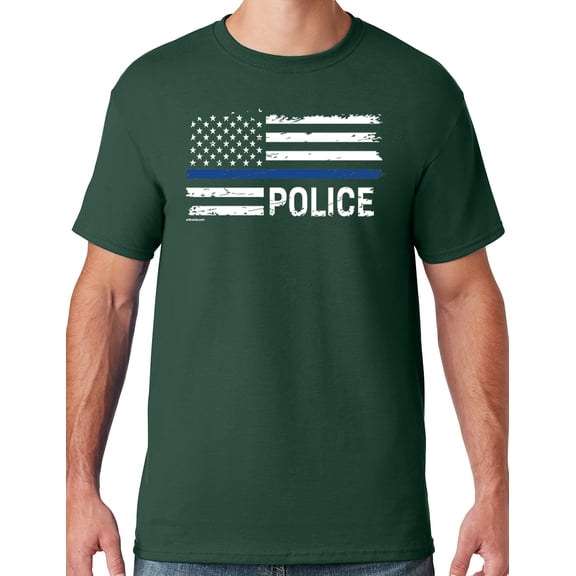Buy Cool Shirts Mens Police Thin Blue Line T-shirt, 3XL Forest Green