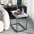 thumbnail image 3 of NEW Black & Silver Glass Bedside Table Modern Glam Mirrored Accent Side Table Furniture, 3 of 12