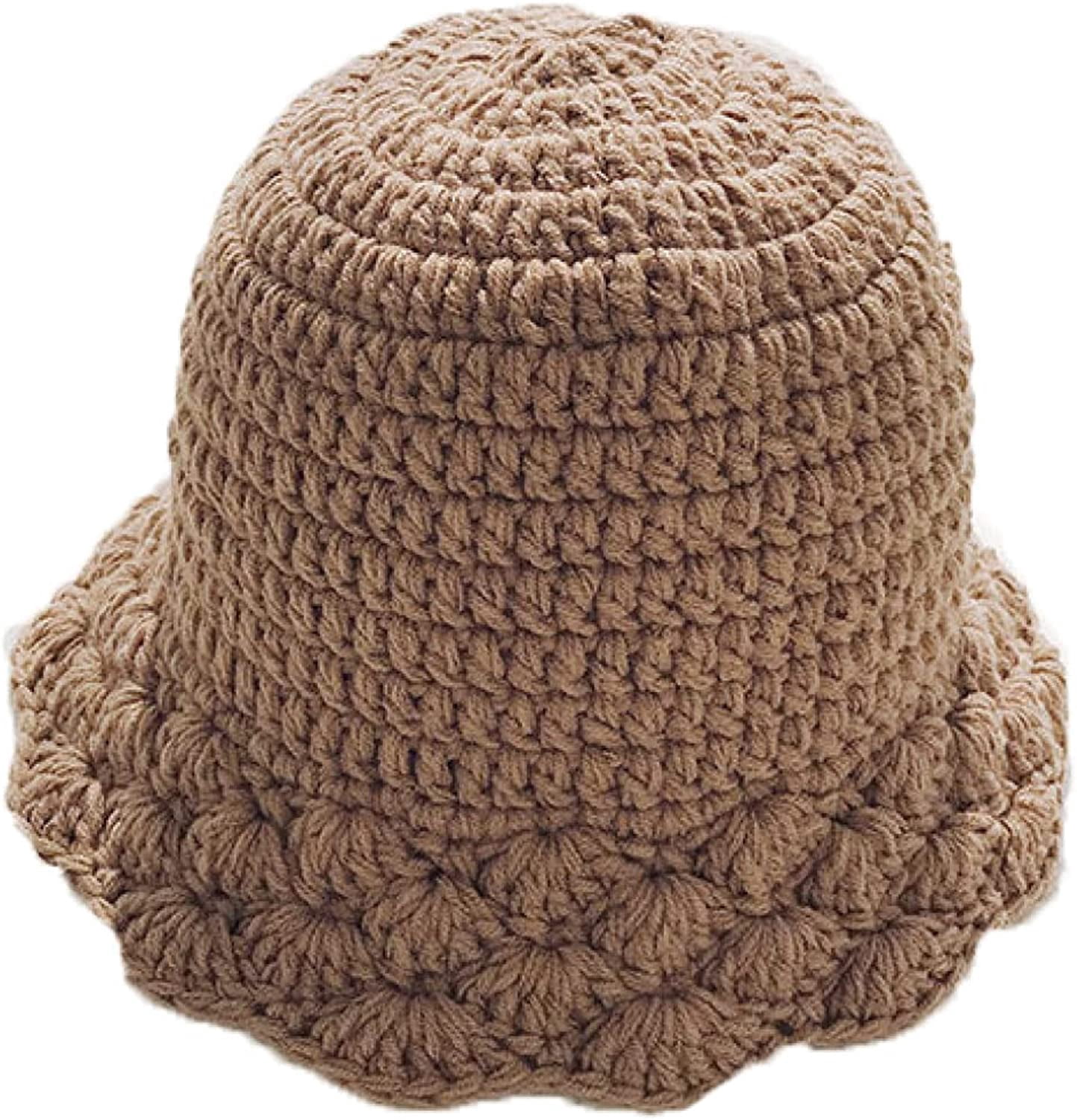 CoCopeaunts Plain Bucket Hat for Women Winter Knitted Unisex Warm Bonnet Cap Trendy Oversized Comfort Ladies Bucket Cap Packable