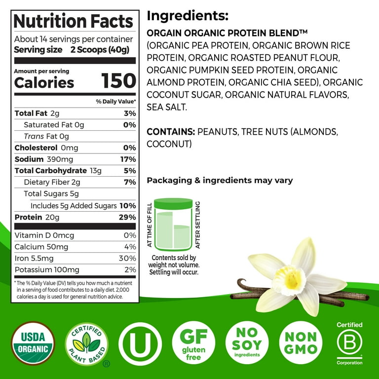 Orgain Simple Organic Vegan Protein Powder- 20g, Plant Based