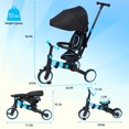 thumbnail image 4 of Ataucjin 7 in 1 Baby Tricycle, Foldable Toddler Tricycle with Removable and Adjustable Parent Handle, Toddler Push Bike with Removable Pedal, Canopy, and Guardrail, Tricycle for 12-72 Months（Blue）, 4 of 8
