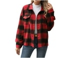 thumbnail image 2 of Sevevn Long Sleeve Tops for Women Women's Casual Lapel Button Pocket Plaid Long Sleeved Shirt Top Jacket Christmas Gift, 2 of 6