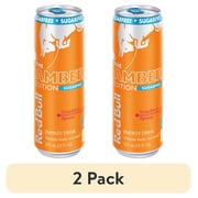 (2 pack) Red Bull Amber Edition Sugarfree Energy Drink, Strawberry Apricot, 114mg Caffeine, 12 fl. oz. Can