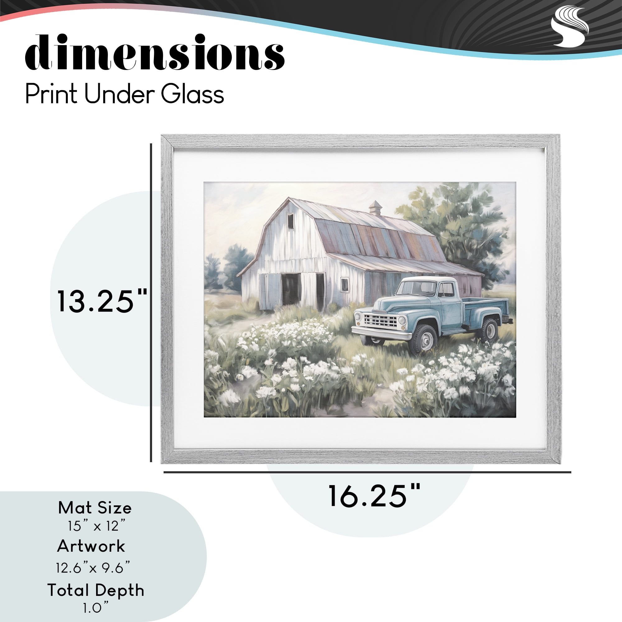 Stupell Industries Pastoral Farm Dreams Gray Framed Print Under Glass, design by Kim Allen