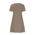 thumbnail image 4 of qolati Summer Dresses for Women 2025 Solid Color Casual Short Shifts Dress Comfy Crew Neck Short Sleeve Vacation Beach Tshirts Sun Dresses with Pockets, 4 of 5