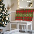 thumbnail image 3 of Christmas Plant Chair Covers Set of 4 Green Red Poinsettias Pine Leaf Winter Plaid Chair Back Covers Stretch Removable Washable Slipcovers Protector for Dining Room Kitchen Party Decor, 3 of 5