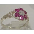 thumbnail image 3 of LBG 10k White Gold Natural Diamond & Ruby Womens Vintage Daisy Ring - Sizes 4 to 12 Available, 3 of 5