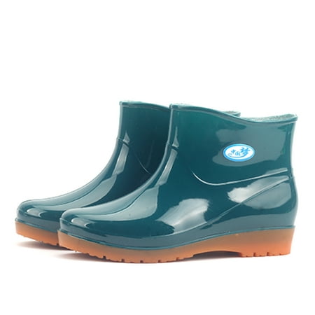 

Tejiojio Fall Clearance Leisure Women s Low-Heeled Round Toe Shoes Waterproof Middle Tube Rain Boots