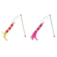 thumbnail image 4 of Pom Pom Cat Wand Interactive Fun Cat Feather Teaser Kitten Teaser Toy with Bell, 4 of 10