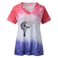 thumbnail image 4 of Loose Tank Tops For Women Women Tie Dye T Shirt V Neck Short Sleeve Shirts Gradient Color Tee Casual Dandelion Print Top Fashion Blouse Tops Blouse Tunics Apparel T, 4 of 8