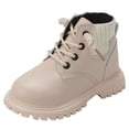 thumbnail image 3 of Girls Boys PU Leather Ankle Boots Lace Up Waterproof Combat Shoes for Toddler/Little Kid, 3 of 14