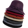 thumbnail image 3 of CoCopeaunts Bucket Hats for Women Versatile Simple Solid Color Fashion Bowknot Belt Ladies Fisherman Hat Winter Wool Keep Warm, 3 of 8